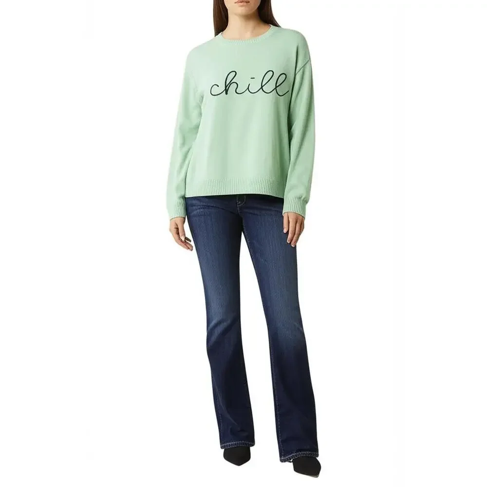 St John's Bay Pullover Womens Mint Green Crew‎ Neck Embroidered Chill Casual